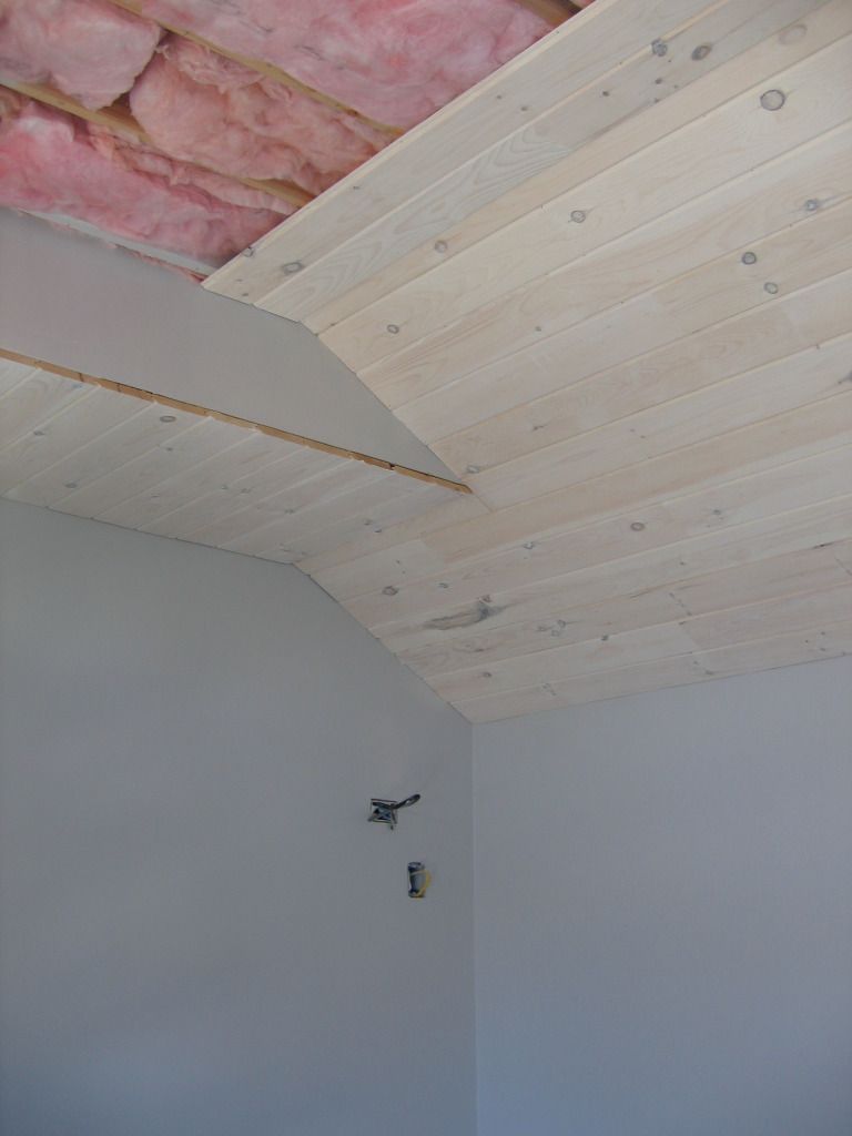 More ceiling. Joint between ceiling and wall will have molding to cover a variety of evils.